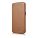 ICarer CE Premium Leather Folio Case skórzane etui iPhone 14 Pro Max z klapką magnetyczne MagSafe brązowy (WMI14220716-BN)