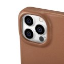 ICarer CE Premium Leather Folio Case skórzane etui iPhone 14 Pro Max z klapką magnetyczne MagSafe brązowy (WMI14220716-BN)