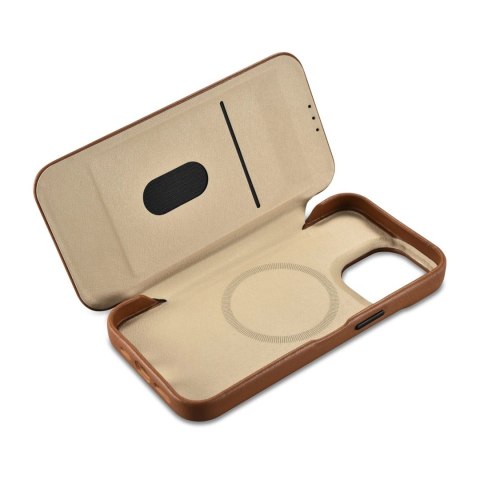 ICarer CE Premium Leather Folio Case skórzane etui iPhone 14 Pro Max z klapką magnetyczne MagSafe brązowy (WMI14220716-BN) ICarer CE Premium Leather Folio Case skórzane etui iPhone 14 Pro Max z klapką magnetyczne MagSafe brązowy (WMI14220716-BN)