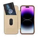 ICarer CE Premium Leather Folio Case skórzane etui iPhone 14 Pro Max z klapką magnetyczne MagSafe brązowy (WMI14220716-BN)