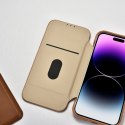 ICarer CE Premium Leather Folio Case skórzane etui iPhone 14 Pro Max z klapką magnetyczne MagSafe brązowy (WMI14220716-BN)