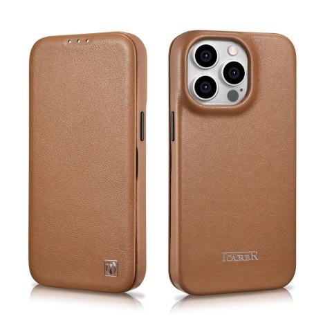 ICarer CE Premium Leather Folio Case skórzane etui iPhone 14 Pro Max z klapką magnetyczne MagSafe brązowy (WMI14220716-BN) ICarer CE Premium Leather Folio Case skórzane etui iPhone 14 Pro Max z klapką magnetyczne MagSafe brązowy (WMI14220716-BN)