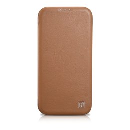 ICarer CE Premium Leather Folio Case skórzane etui iPhone 14 z klapką magnetyczne MagSafe brązowy (WMI14220713-BN)
