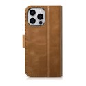 ICarer Oil Wax Wallet Case 2in1 etui iPhone 14 Pro Max skórzany pokrowiec z klapką Anti-RFID brązowy (WMI14220724-TN)