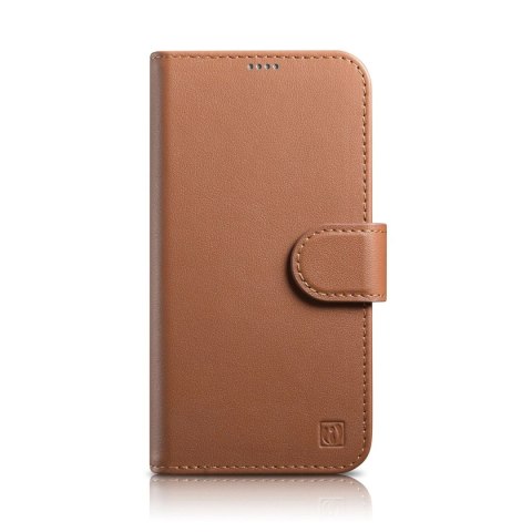 ICarer Wallet Case 2in1 etui iPhone 14 Plus skórzany pokrowiec z klapką Anti-RFID brązowy (WMI14220727-BN) ICarer Wallet Case 2in1 etui iPhone 14 Plus skórzany pokrowiec z klapką Anti-RFID brązowy (WMI14220727-BN)