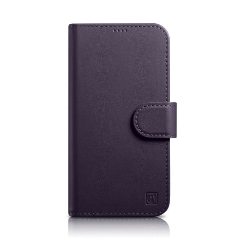 ICarer Wallet Case 2in1 etui iPhone 14 Plus skórzany pokrowiec z klapką Anti-RFID ciemnofioletowy (WMI14220727-DP)