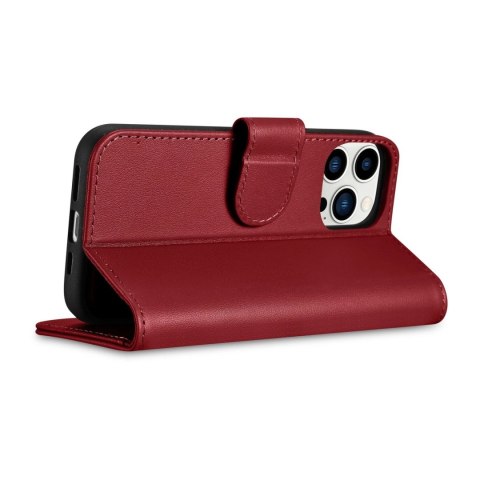 ICarer Wallet Case 2in1 etui iPhone 14 Pro skórzany pokrowiec z klapką Anti-RFID czerwony (WMI14220726-RD) ICarer Wallet Case 2in1 etui iPhone 14 Pro skórzany pokrowiec z klapką Anti-RFID czerwony (WMI14220726-RD)
