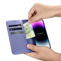 ICarer Wallet Case 2in1 etui iPhone 14 Pro Max skórzany pokrowiec z klapką Anti-RFID jasnofioletowy (WMI14220728-LP)