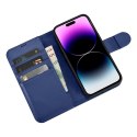 ICarer Wallet Case 2in1 etui iPhone 14 Pro Max skórzany pokrowiec z klapką Anti-RFID niebieski (WMI14220728-BU)