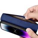 ICarer Wallet Case 2in1 etui iPhone 14 Pro Max skórzany pokrowiec z klapką Anti-RFID niebieski (WMI14220728-BU)