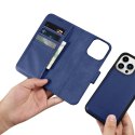 ICarer Wallet Case 2in1 etui iPhone 14 Pro Max skórzany pokrowiec z klapką Anti-RFID niebieski (WMI14220728-BU)