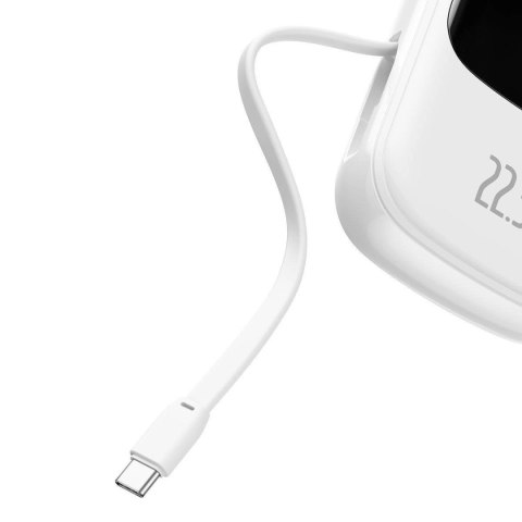 Baseus Qpow Digital Display powerbank z szybkim ładowaniem 20000mAh 22,5W QC/PD/SCP/FCP z wbudowanym kablem USB-C biały Baseus Qpow Digital Display powerbank z szybkim ładowaniem 20000mAh 22,5W QC/PD/SCP/FCP z wbudowanym kablem USB-C biały