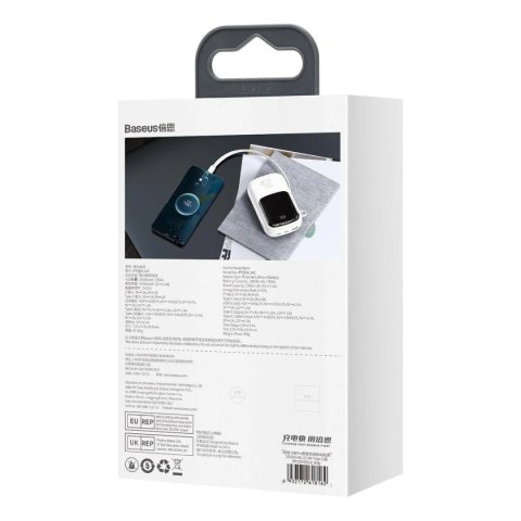 Baseus Qpow Digital Display powerbank z szybkim ładowaniem 20000mAh 22,5W QC/PD/SCP/FCP z wbudowanym kablem USB-C biały Baseus Qpow Digital Display powerbank z szybkim ładowaniem 20000mAh 22,5W QC/PD/SCP/FCP z wbudowanym kablem USB-C biały