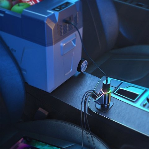 Joyroom szybka ładowarka samochodowa 4w1 USB-A QC3.0 / 2xUSB-C PD 150W czarna (JR-CL21) Joyroom szybka ładowarka samochodowa 4w1 USB-A QC3.0 / 2xUSB-C PD 150W czarna (JR-CL21)