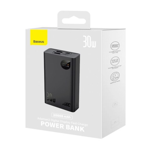 Powerbank Baseus Adaman2 20000mAh 30W 2x USB-A / USB-C PD / QC / SCP / Oppo Super VOOC - czarny Powerbank Baseus Adaman2 20000mAh 30W 2x USB-A / USB-C PD / QC / SCP / Oppo Super VOOC - czarny