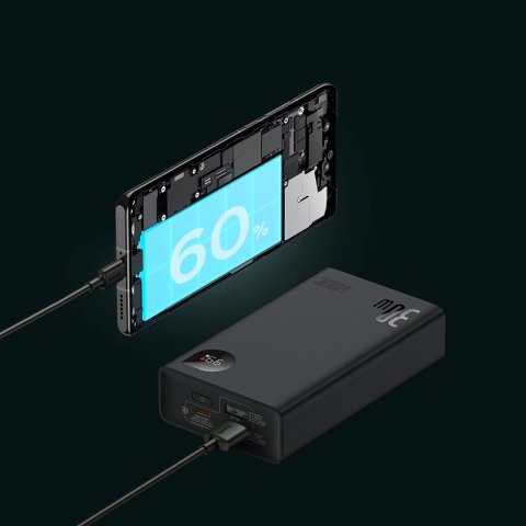 Powerbank Baseus Adaman2 20000mAh 30W 2x USB-A / USB-C PD / QC / SCP / Oppo Super VOOC - czarny Powerbank Baseus Adaman2 20000mAh 30W 2x USB-A / USB-C PD / QC / SCP / Oppo Super VOOC - czarny