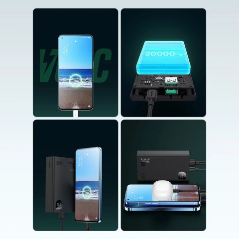 Powerbank Baseus Adaman2 20000mAh 30W 2x USB-A / USB-C PD / QC / SCP / Oppo Super VOOC - czarny Powerbank Baseus Adaman2 20000mAh 30W 2x USB-A / USB-C PD / QC / SCP / Oppo Super VOOC - czarny