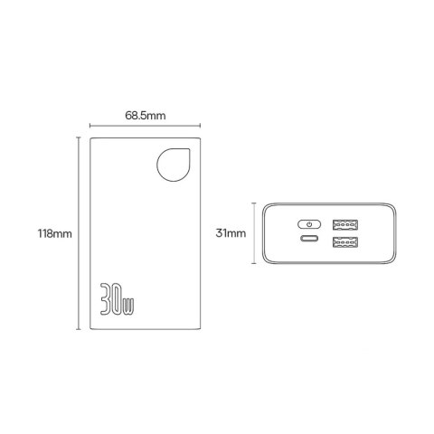 Powerbank Baseus Adaman2 20000mAh 30W 2x USB-A / USB-C PD / QC / SCP / Oppo Super VOOC - czarny Powerbank Baseus Adaman2 20000mAh 30W 2x USB-A / USB-C PD / QC / SCP / Oppo Super VOOC - czarny