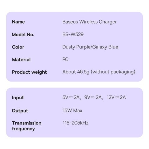 Baseus Simple Mini3 ładowarka magnetyczna MagSafe Qi 15W niebieska Baseus Simple Mini3 ładowarka magnetyczna MagSafe Qi 15W niebieska
