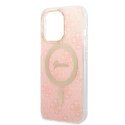 Etui Guess 4G Print MagSafe na iPhone 13 Pro + ładowarka indukcyjna - różowe