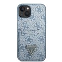 Etui Guess 4G Triangle Logo Cardslot na iPhone 13 mini - niebieskie
