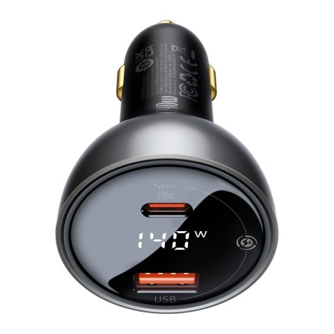 Ładowarka samochodowa Baseus Digital Display USB-A / USB-C PD 140W - czarna + kabel USB-C / USB-C 240W 1m Ładowarka samochodowa Baseus Digital Display USB-A / USB-C PD 140W - czarna + kabel USB-C / USB-C 240W 1m