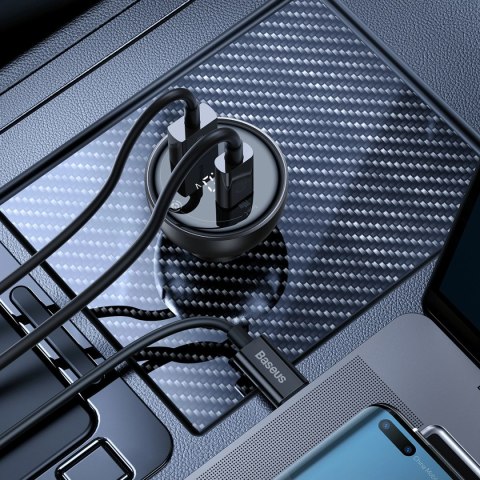 Ładowarka samochodowa Baseus Digital Display USB-A / USB-C PD 140W - czarna + kabel USB-C / USB-C 240W 1m Ładowarka samochodowa Baseus Digital Display USB-A / USB-C PD 140W - czarna + kabel USB-C / USB-C 240W 1m
