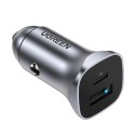 Ładowarka samochodowa Ugreen CD130 USB-A / USB-C 30W - szara