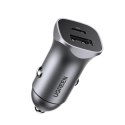 Ładowarka samochodowa Ugreen CD130 USB-A / USB-C 30W - szara