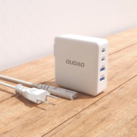Szybka ładowarka sieciowa GaN 100W 2 x USB-C / 2 x USB Dudao A100EU - biała Szybka ładowarka sieciowa GaN 100W 2 x USB-C / 2 x USB Dudao A100EU - biała