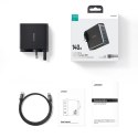 Szybka ładowarka sieciowa GaN 140W 3 x USB-C / USB-A Joyroom JR-TCG05EU - czarna + kabel USB-C - USB-C 240W 1.2m