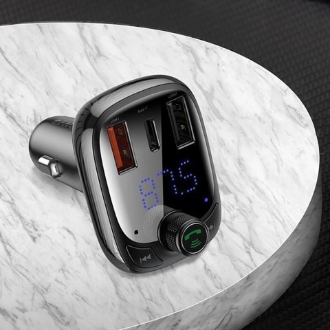 Transmiter Bluetooth / ładowarka do samochodu Baseus S-13 (Overseas Edition) - czarny Transmiter Bluetooth / ładowarka do samochodu Baseus S-13 (Overseas Edition) - czarny