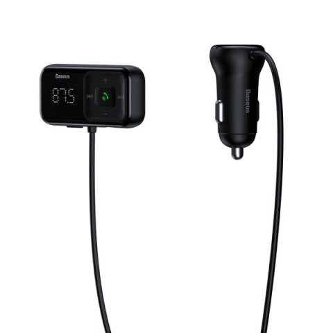 Transmiter FM bezprzewodowy Bluetooth z ładowarką Baseus S-16 (Overseas edition) - czarny Transmiter FM bezprzewodowy Bluetooth z ładowarką Baseus S-16 (Overseas edition) - czarny