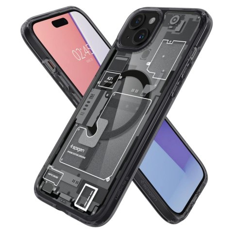 Etui Spigen Ultra Hybrid Mag z MagSafe na iPhone 15 Plus - ciemnoszare (wzór Zero One) Etui Spigen Ultra Hybrid Mag z MagSafe na iPhone 15 Plus - ciemnoszare (wzór Zero One)