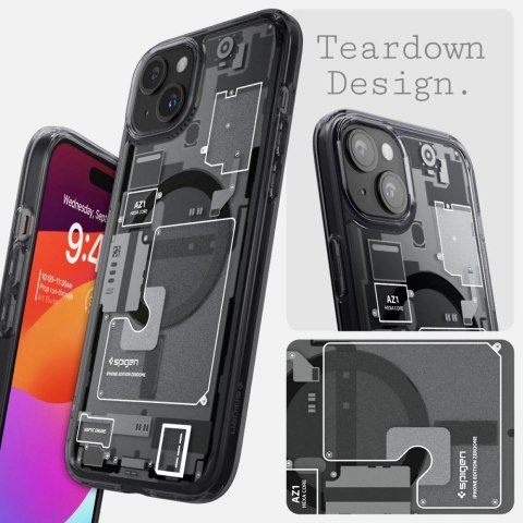 Etui Spigen Ultra Hybrid Mag z MagSafe na iPhone 15 Plus - ciemnoszare (wzór Zero One) Etui Spigen Ultra Hybrid Mag z MagSafe na iPhone 15 Plus - ciemnoszare (wzór Zero One)