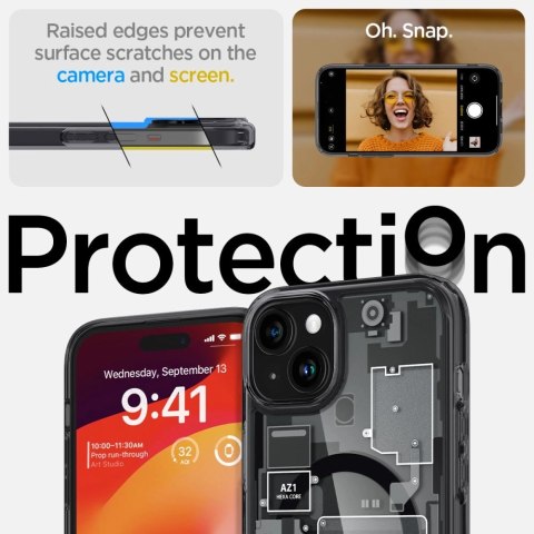 Etui Spigen Ultra Hybrid Mag z MagSafe na iPhone 15 Plus - ciemnoszare (wzór Zero One) Etui Spigen Ultra Hybrid Mag z MagSafe na iPhone 15 Plus - ciemnoszare (wzór Zero One)
