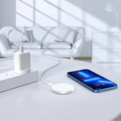 Ładowarka indukcyjna Choetech T603-F MagSafe z uchwytem - biała Ładowarka indukcyjna Choetech T603-F MagSafe z uchwytem - biała