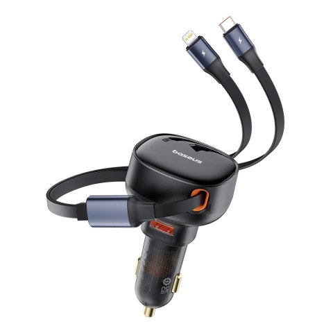 Ładowarka samochodowa Baseus Enjoyment USB-A z kablem USB-C / Lightning 60W - czarny Ładowarka samochodowa Baseus Enjoyment USB-A z kablem USB-C / Lightning 60W - czarny