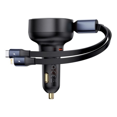 Ładowarka samochodowa Baseus Enjoyment USB-C z kablem USB-C / Lightning 60W - czarny Ładowarka samochodowa Baseus Enjoyment USB-C z kablem USB-C / Lightning 60W - czarny