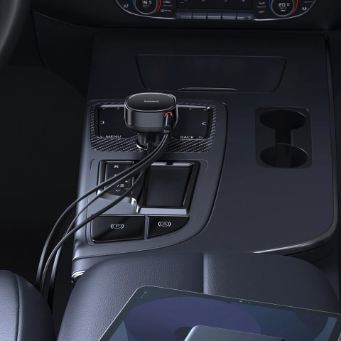 Ładowarka samochodowa Baseus Enjoyment USB-C z kablem USB-C / Lightning 60W - czarny Ładowarka samochodowa Baseus Enjoyment USB-C z kablem USB-C / Lightning 60W - czarny