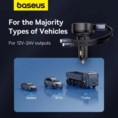 Ładowarka samochodowa Baseus Enjoyment USB-C z kablem USB-C / Lightning 60W - czarny Ładowarka samochodowa Baseus Enjoyment USB-C z kablem USB-C / Lightning 60W - czarny