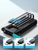 Powerbank 10000mAh Joyroom JR-L016 z wbudowanymi kablami USB-C/micro USB/Lightning - czarny
