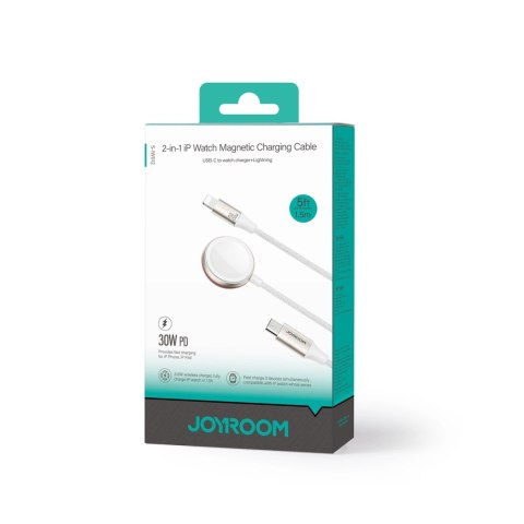 Joyroom 2 w 1 kabel lightning i ładowarka indukcyjna do Apple Watch 1.5m biały (S-IW012) Joyroom 2 w 1 kabel lightning i ładowarka indukcyjna do Apple Watch 1.5m biały (S-IW012)