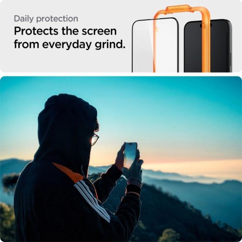 Szkło hartowane Spigen ALM Glass FC na iPhone 15 - czarne 2 szt. Szkło hartowane Spigen ALM Glass FC na iPhone 15 - czarne 2 szt.