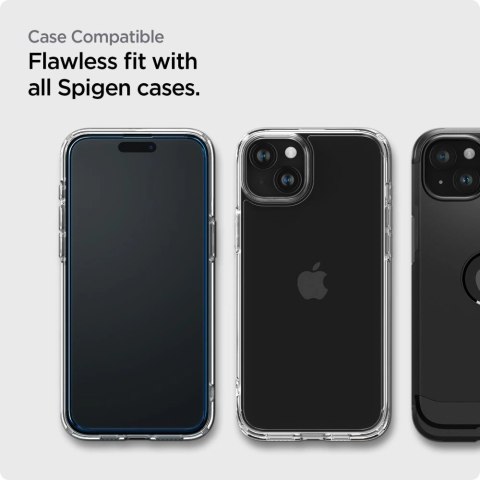 Szkło hartowane Spigen ALM Glass FC na iPhone 15 - czarne 2 szt. Szkło hartowane Spigen ALM Glass FC na iPhone 15 - czarne 2 szt.