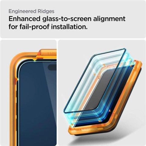 Szkło hartowane Spigen ALM Glass FC na iPhone 15 - czarne 2 szt. Szkło hartowane Spigen ALM Glass FC na iPhone 15 - czarne 2 szt.
