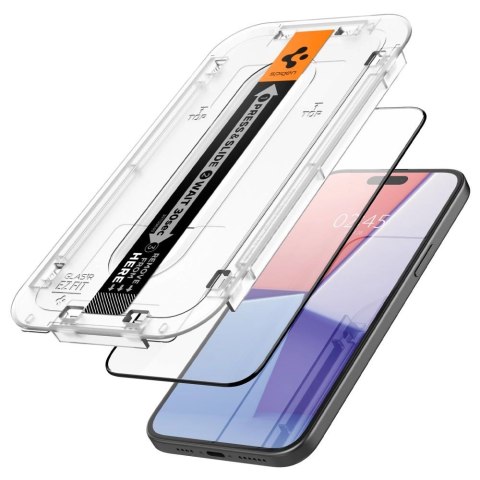 Szkło hartowane Spigen Glas.tR EZ Fit FC na iPhone 15 Plus - czarne 2 szt. Szkło hartowane Spigen Glas.tR EZ Fit FC na iPhone 15 Plus - czarne 2 szt.