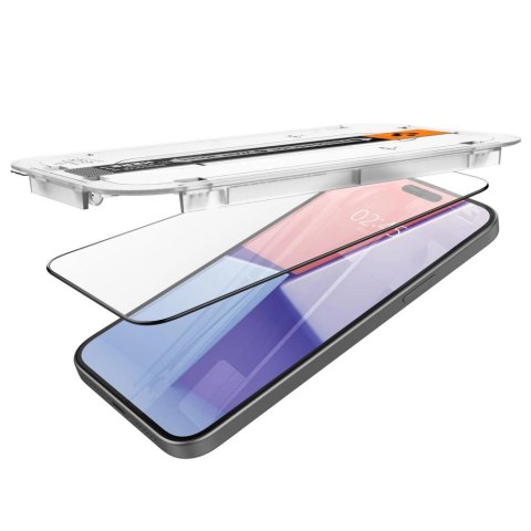 Szkło hartowane Spigen Glas.tR EZ Fit FC na iPhone 15 Plus - czarne 2 szt. Szkło hartowane Spigen Glas.tR EZ Fit FC na iPhone 15 Plus - czarne 2 szt.