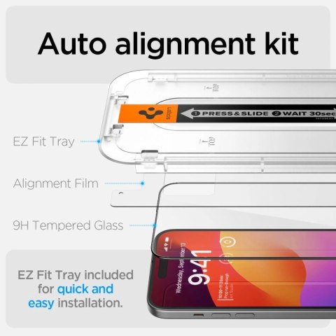 Szkło hartowane Spigen Glas.tR EZ Fit FC na iPhone 15 Plus - czarne Szkło hartowane Spigen Glas.tR EZ Fit FC na iPhone 15 Plus - czarne