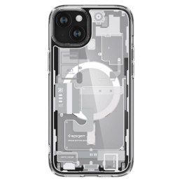 Etui Spigen Ultra Hybrid Mag z MagSafe na iPhone 15 Plus - białe (wzór Zero One)